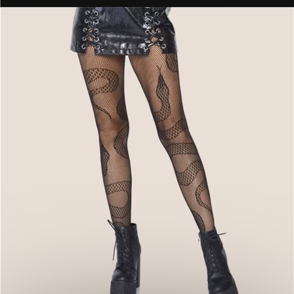 Snake Skin Skirt & Fishnet Tights